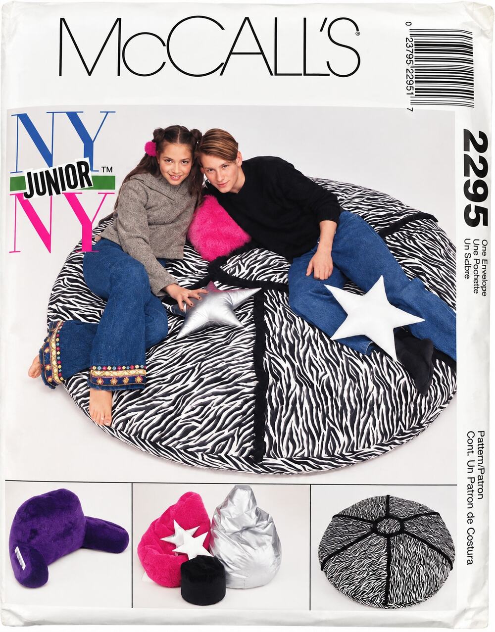 McCall's 2295 Sewing Pattern Pillow Pack Floor & Toss Pillow Bean Bag Home Decor